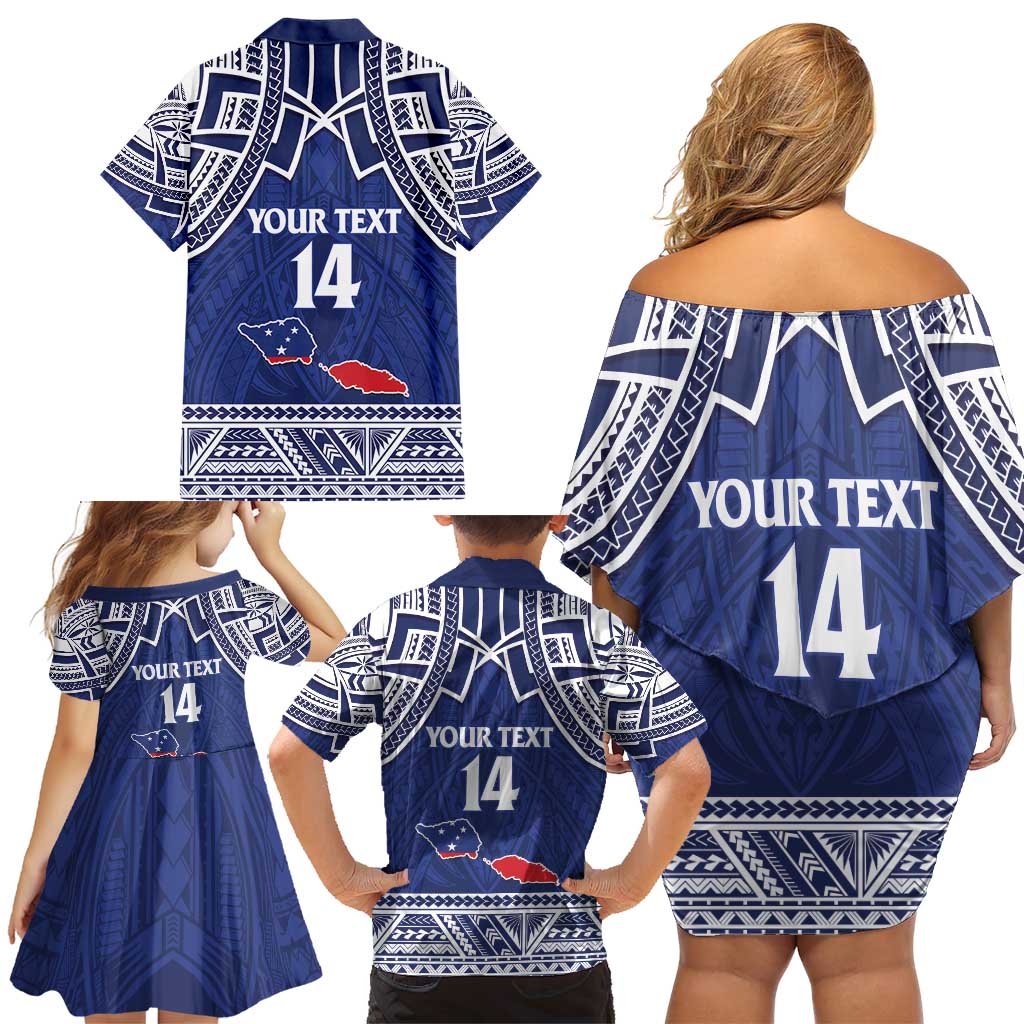 Custom Samoa Cricket Family Matching Off Shoulder Short Dress and Hawaiian Shirt Go Champions Samoan LT14 - Polynesian Pride