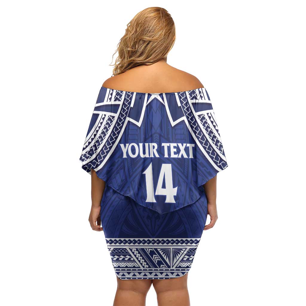 Custom Samoa Cricket Family Matching Off Shoulder Short Dress and Hawaiian Shirt Go Champions Samoan LT14 - Polynesian Pride