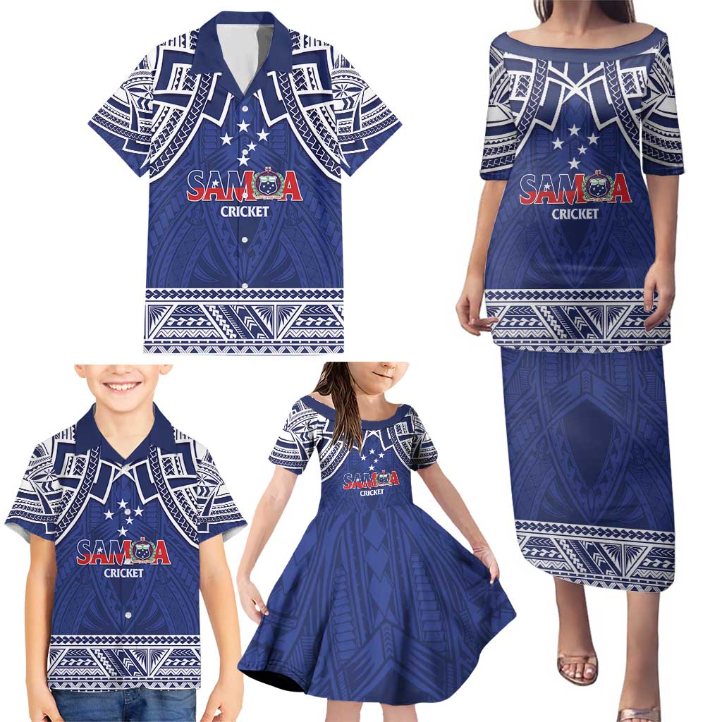 Custom Samoa Cricket Family Matching Puletasi and Hawaiian Shirt Go Champions Samoan - Polynesian Pride