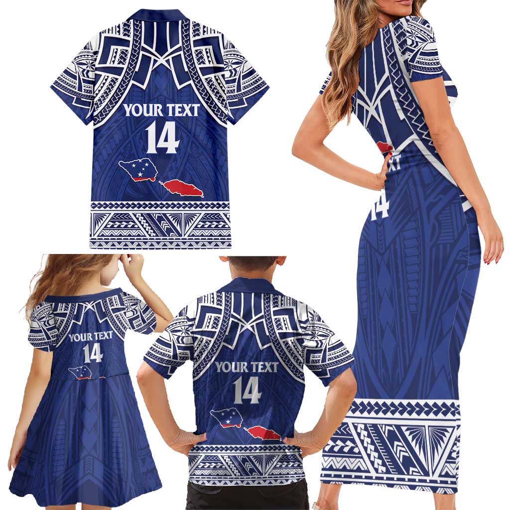 Custom Samoa Cricket Family Matching Short Sleeve Bodycon Dress and Hawaiian Shirt Go Champions Samoan LT14 - Polynesian Pride