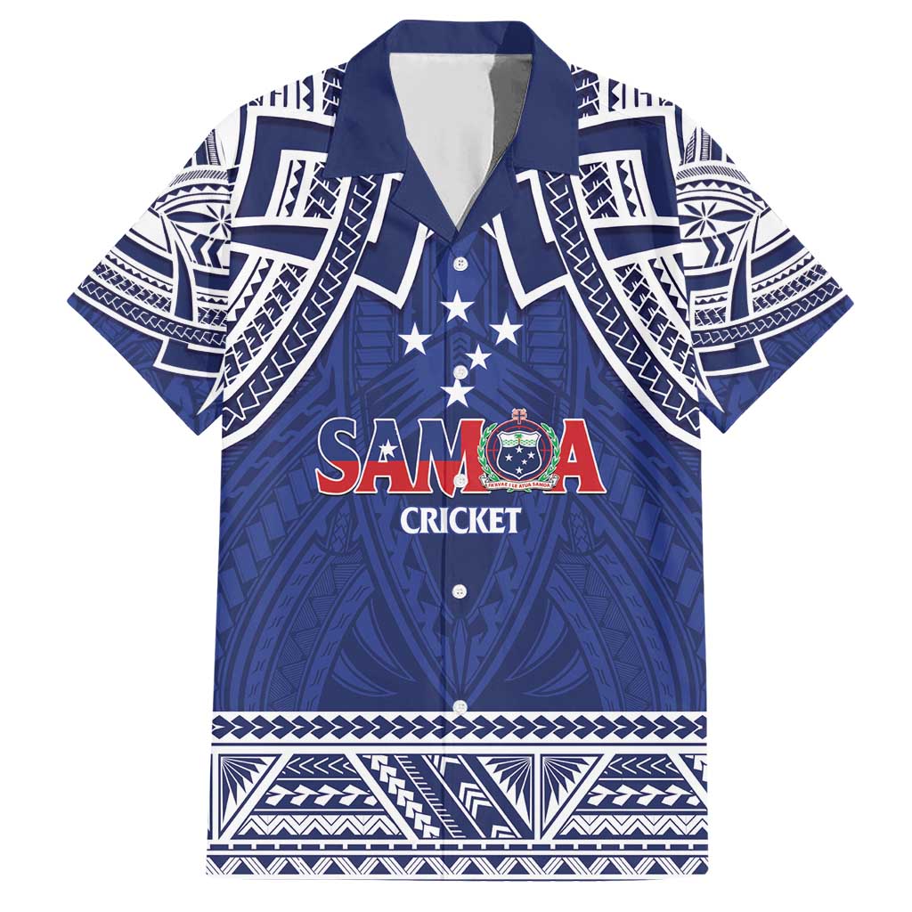 Custom Samoa Cricket Family Matching Short Sleeve Bodycon Dress and Hawaiian Shirt Go Champions Samoan LT14 Dad's Shirt - Short Sleeve Blue - Polynesian Pride