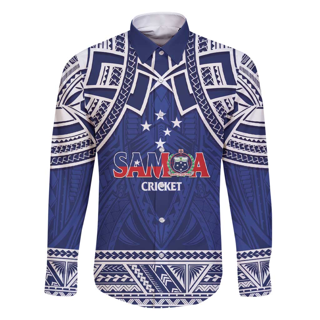 Custom Samoa Cricket Family Matching Short Sleeve Bodycon Dress and Hawaiian Shirt Go Champions Samoan LT14 Dad's Shirt - Long Sleeve Blue - Polynesian Pride