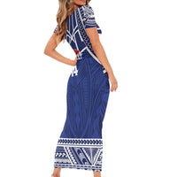 Custom Samoa Cricket Family Matching Short Sleeve Bodycon Dress and Hawaiian Shirt Go Champions Samoan LT14 - Polynesian Pride