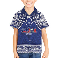 Custom Samoa Cricket Family Matching Short Sleeve Bodycon Dress and Hawaiian Shirt Go Champions Samoan LT14 Son's Shirt Blue - Polynesian Pride