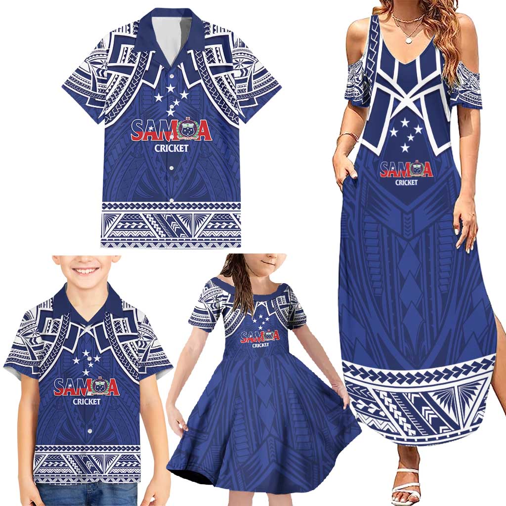 Custom Samoa Cricket Family Matching Summer Maxi Dress and Hawaiian Shirt Go Champions Samoan LT14 - Polynesian Pride