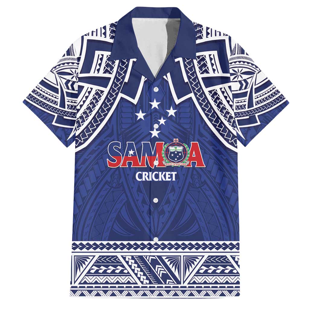 Custom Samoa Cricket Family Matching Summer Maxi Dress and Hawaiian Shirt Go Champions Samoan LT14 Dad's Shirt - Short Sleeve Blue - Polynesian Pride
