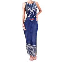 Custom Samoa Cricket Family Matching Tank Maxi Dress and Hawaiian Shirt Go Champions Samoan LT14 Mom's Dress Blue - Polynesian Pride