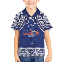 Custom Samoa Cricket Family Matching Tank Maxi Dress and Hawaiian Shirt Go Champions Samoan LT14 Son's Shirt Blue - Polynesian Pride