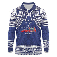 Custom Samoa Cricket Long Sleeve Polo Shirt Go Champions Samoan LT14 Blue - Polynesian Pride