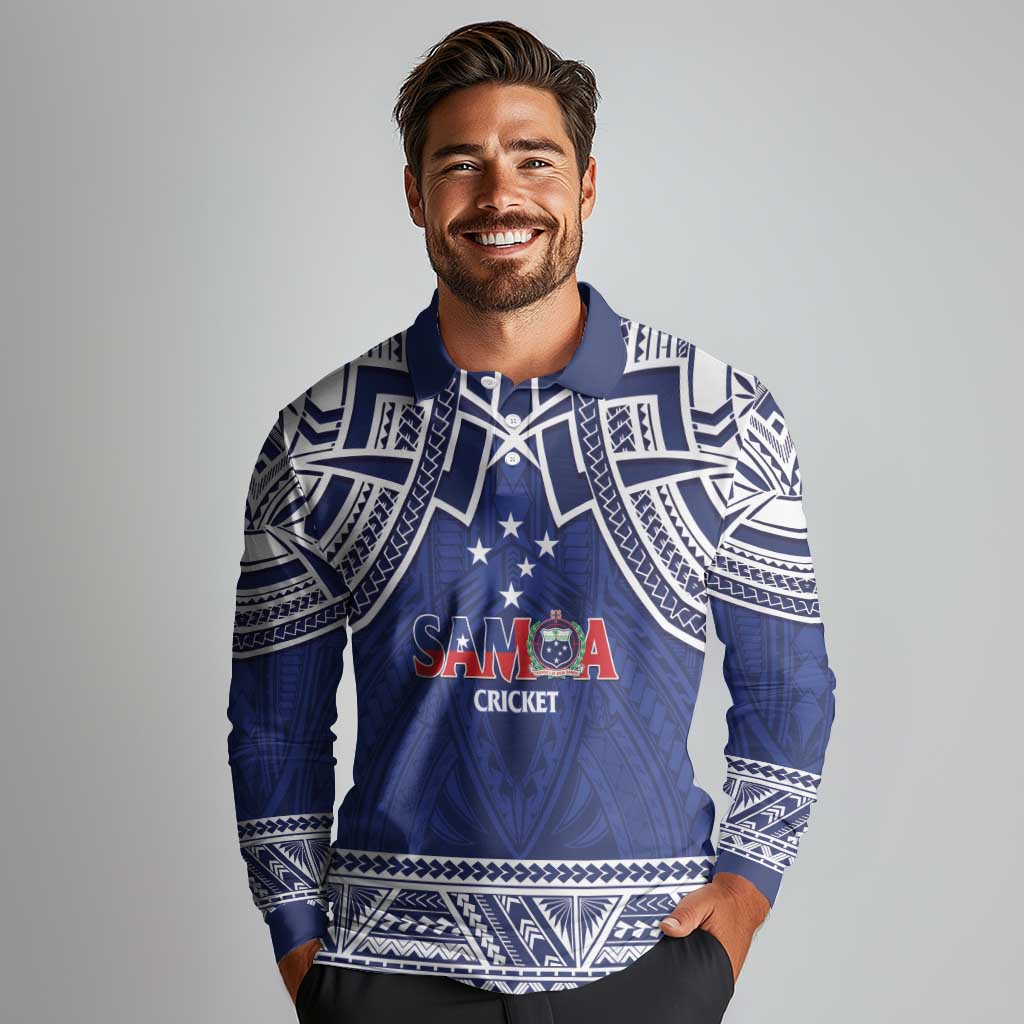 Custom Samoa Cricket Long Sleeve Polo Shirt Go Champions Samoan LT14 - Polynesian Pride