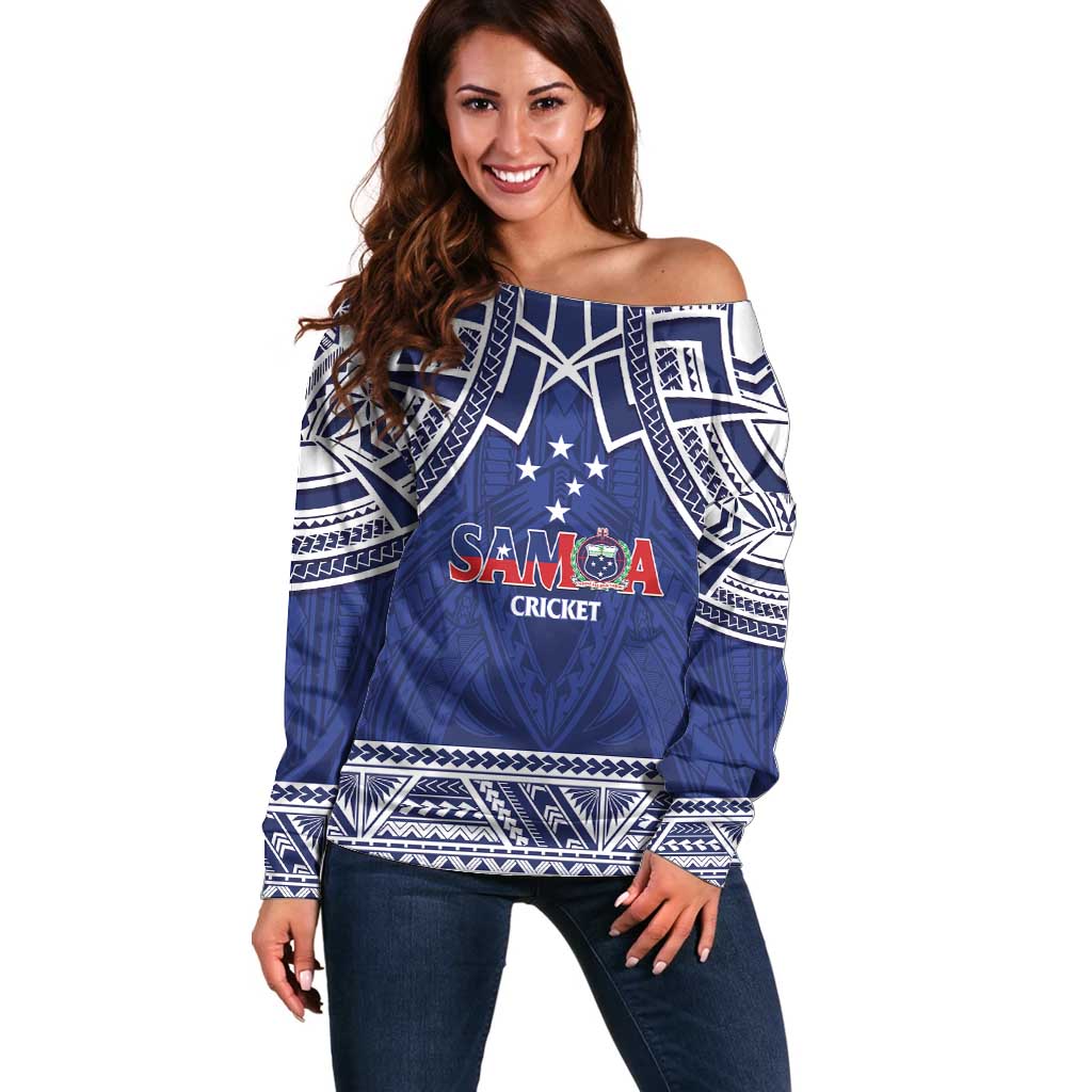 Custom Samoa Cricket Off Shoulder Sweater Go Champions Samoan - Polynesian Pride