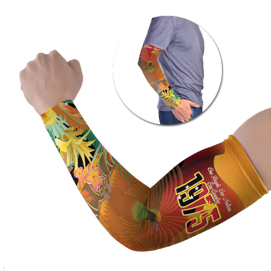 Personalised Papua New Guinea Independence Day Arm Sleeves One People One Nation One Country LT14 Set of 2 Multicolor - Polynesian Pride