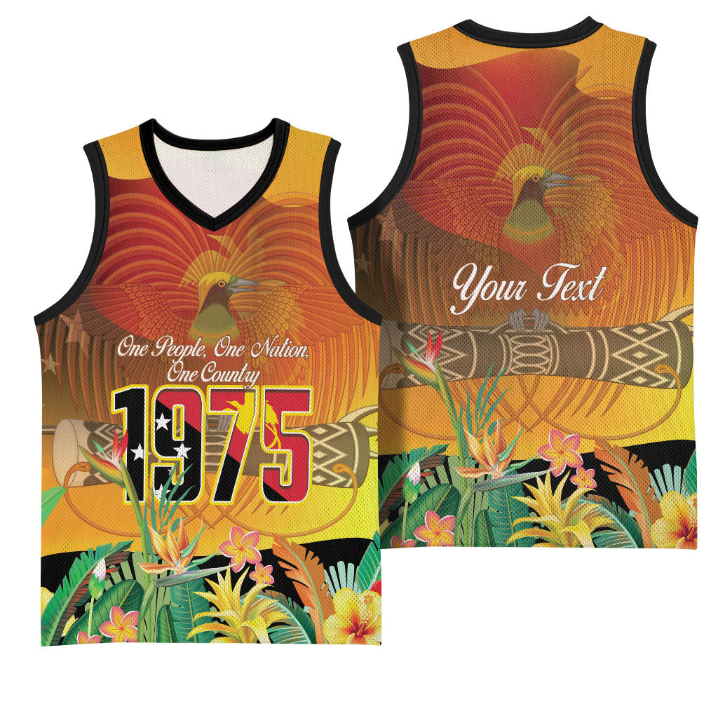 Personalised Papua New Guinea Independence Day Basketball Jersey One People One Nation One Country LT14 - Polynesian Pride