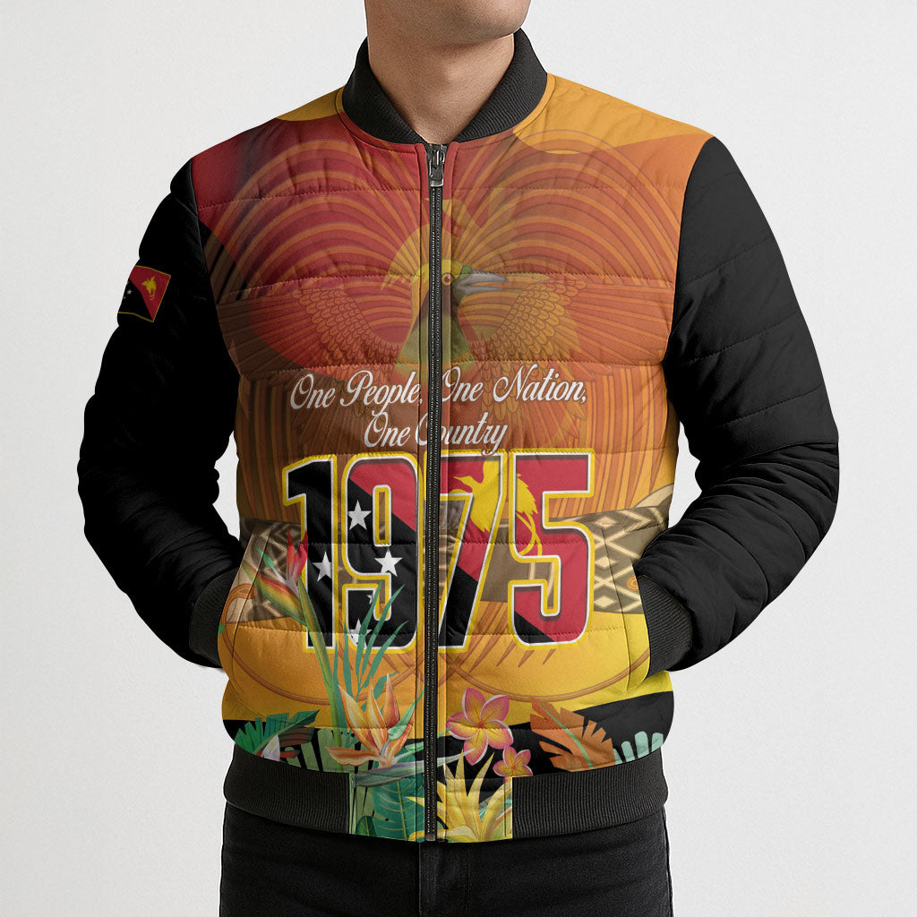 Personalised Papua New Guinea Independence Day Bomber Puffer Jacket One People One Nation One Country LT14 - Polynesian Pride