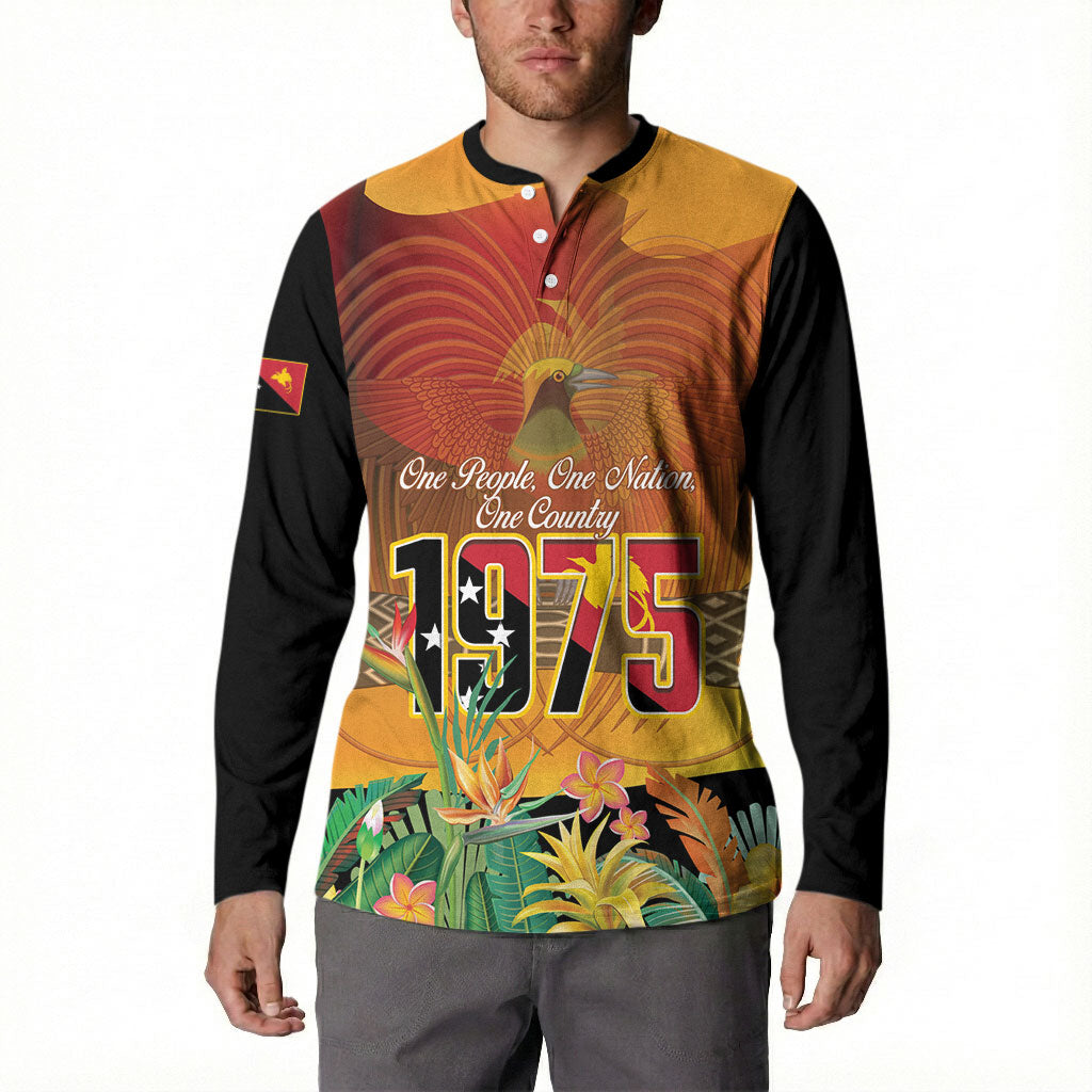 Personalised Papua New Guinea Independence Day Button Sweatshirt One People One Nation One Country LT14 - Polynesian Pride
