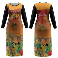 Personalised Papua New Guinea Independence Day Couples Matching Long Sleeve Bodycon Dress and Hawaiian Shirt One People One Nation One Country LT14 - Polynesian Pride