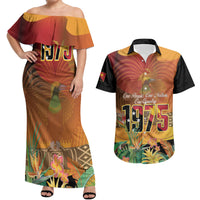 Personalised Papua New Guinea Independence Day Couples Matching Off Shoulder Maxi Dress and Hawaiian Shirt One People One Nation One Country LT14 Multicolor - Polynesian Pride