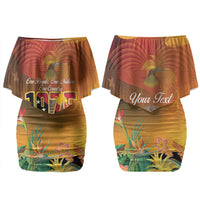 Personalised Papua New Guinea Independence Day Couples Matching Off Shoulder Short Dress and Long Sleeve Button Shirt One People One Nation One Country LT14 - Polynesian Pride