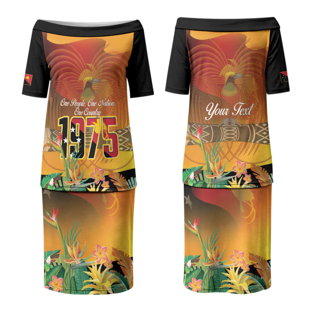Personalised Papua New Guinea Independence Day Couples Matching Puletasi and Long Sleeve Button Shirt One People One Nation One Country LT14 - Polynesian Pride