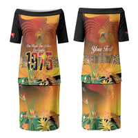 Personalised Papua New Guinea Independence Day Couples Matching Puletasi and Long Sleeve Button Shirt One People One Nation One Country LT14 - Polynesian Pride