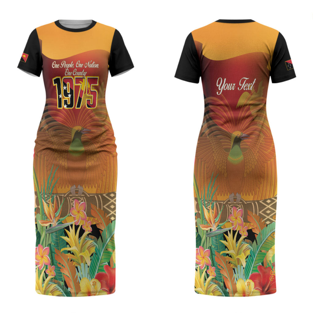 Personalised Papua New Guinea Independence Day Couples Matching Short Sleeve Bodycon Dress and Hawaiian Shirt One People One Nation One Country LT14 - Polynesian Pride