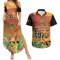 Personalised Papua New Guinea Independence Day Couples Matching Summer Maxi Dress and Hawaiian Shirt One People One Nation One Country LT14 Multicolor - Polynesian Pride