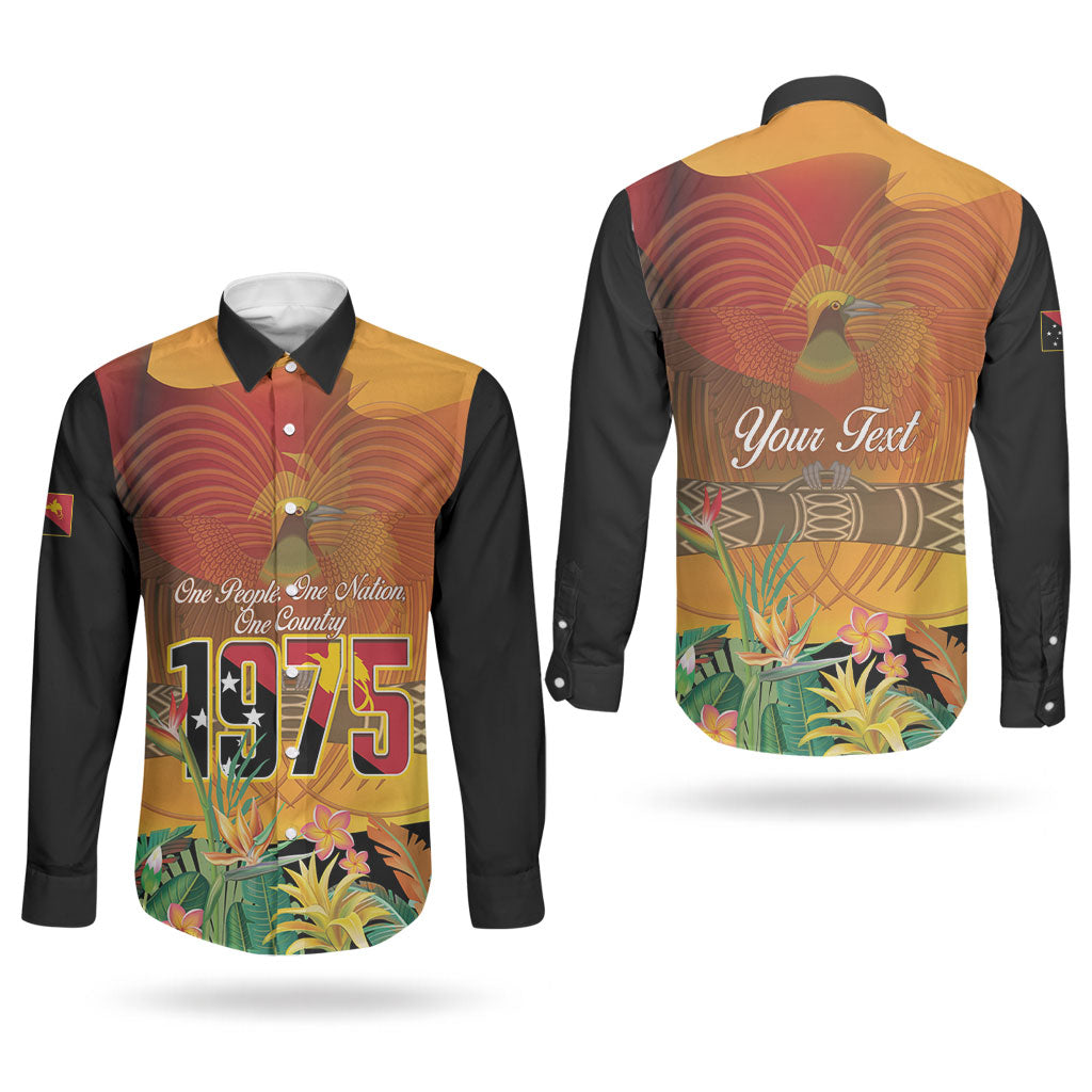 Personalised Papua New Guinea Independence Day Couples Matching Tank Maxi Dress and Long Sleeve Button Shirt One People One Nation One Country LT14 - Polynesian Pride