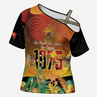 Personalised Papua New Guinea Independence Day Cross Shoulder Shirt One People One Nation One Country LT14 Female Multicolor - Polynesian Pride