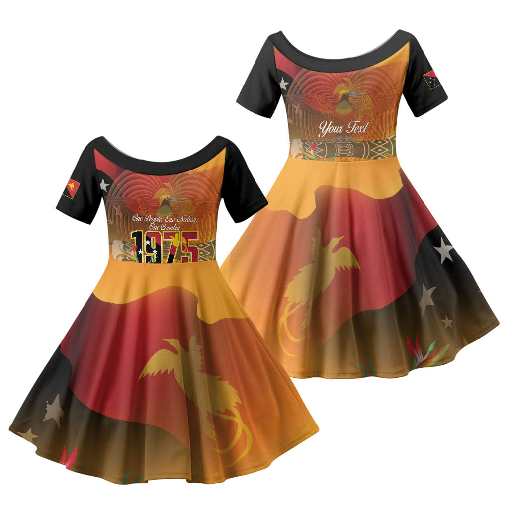 Personalised Papua New Guinea Independence Day Family Matching Puletasi and Hawaiian Shirt One People One Nation One Country LT14 Daughter's Dress Multicolor - Polynesian Pride