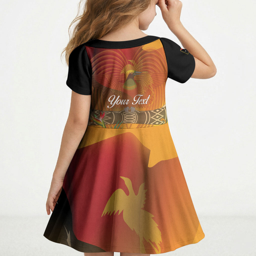 Personalised Papua New Guinea Independence Day Kid Short Sleeve Dress One People One Nation One Country LT14 - Polynesian Pride