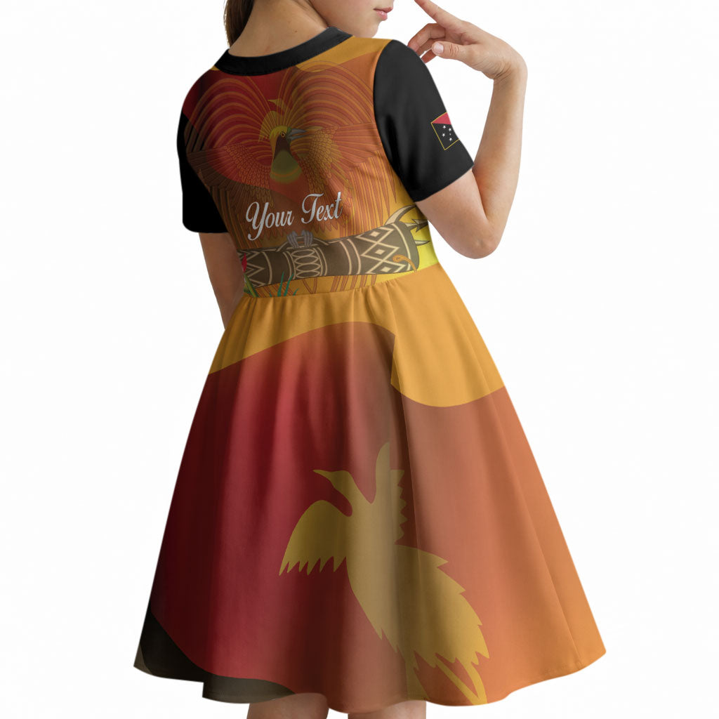Personalised Papua New Guinea Independence Day Kid Short Sleeve Dress One People One Nation One Country LT14 - Polynesian Pride