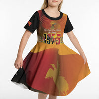 Personalised Papua New Guinea Independence Day Kid Short Sleeve Dress One People One Nation One Country LT14 - Polynesian Pride