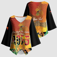 Personalised Papua New Guinea Independence Day Kimono Sleeve Blouse One People One Nation One Country LT14 - Polynesian Pride
