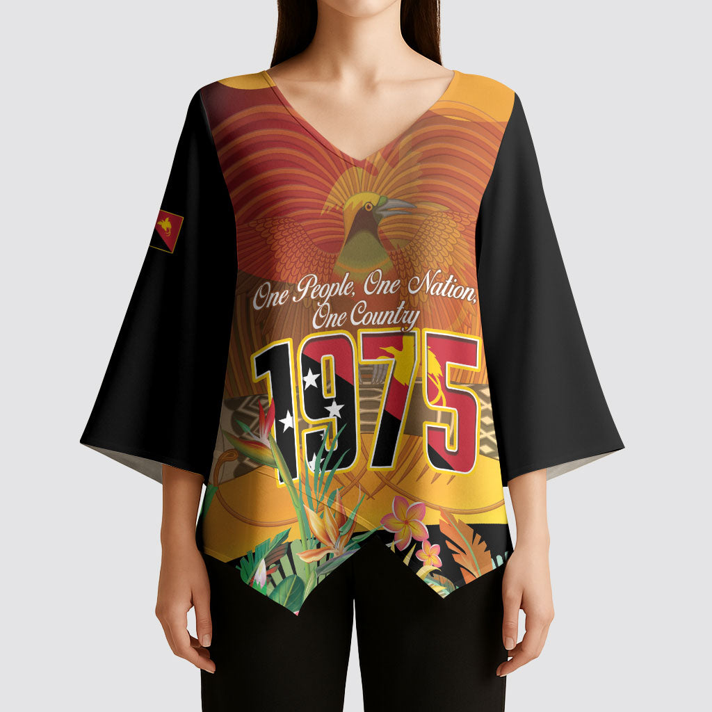 Personalised Papua New Guinea Independence Day Kimono Sleeve Blouse One People One Nation One Country LT14 - Polynesian Pride