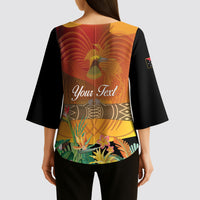 Personalised Papua New Guinea Independence Day Kimono Sleeve Blouse One People One Nation One Country LT14 - Polynesian Pride
