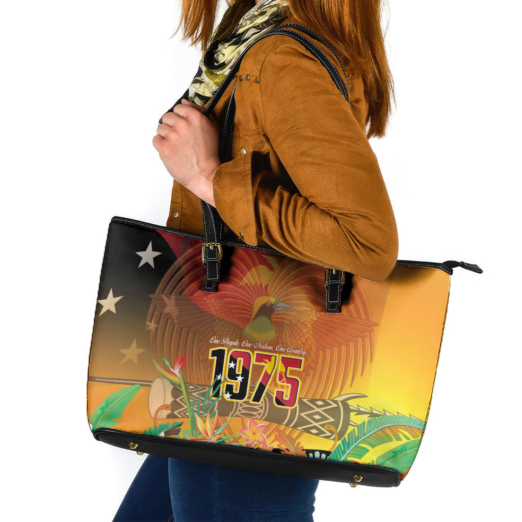 Papua New Guinea Independence Day Leather Tote Bag One People One Nation One Country LT14 Multicolor - Polynesian Pride
