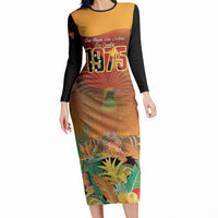 Personalised Papua New Guinea Independence Day Long Sleeve Bodycon Dress One People One Nation One Country LT14 Long Dress Multicolor - Polynesian Pride