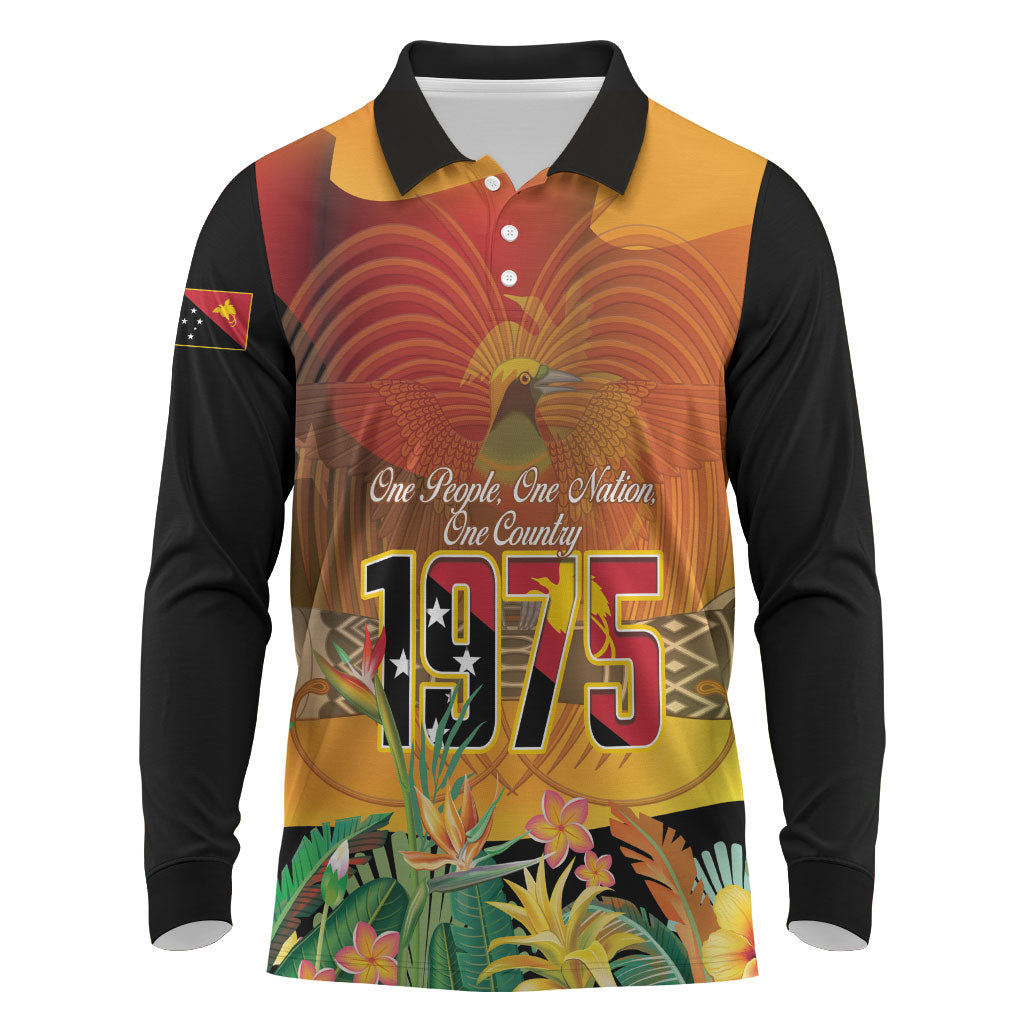 Personalised Papua New Guinea Independence Day Long Sleeve Polo Shirt One People One Nation One Country LT14 Multicolor - Polynesian Pride