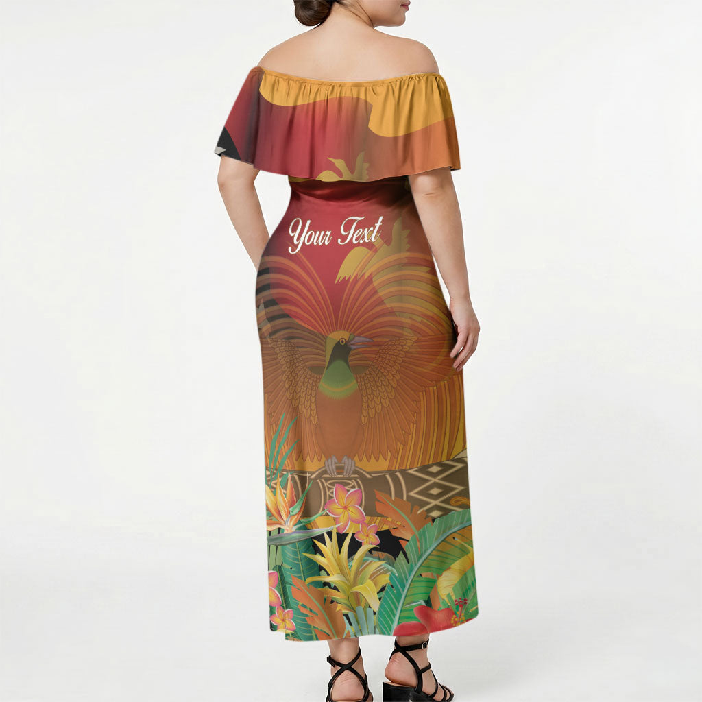 Personalised Papua New Guinea Independence Day Off Shoulder Maxi Dress One People One Nation One Country LT14 - Polynesian Pride