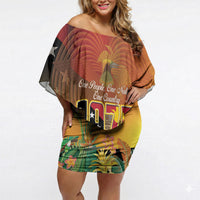 Personalised Papua New Guinea Independence Day Off Shoulder Short Dress One People One Nation One Country LT14 Women Multicolor - Polynesian Pride