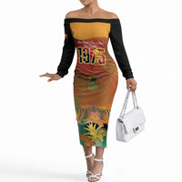 Personalised Papua New Guinea Independence Day Off The Shoulder Long Sleeve Dress One People One Nation One Country LT14 Women Multicolor - Polynesian Pride