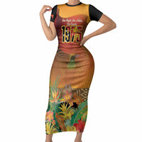 Personalised Papua New Guinea Independence Day Short Sleeve Bodycon Dress One People One Nation One Country LT14 Long Dress Multicolor - Polynesian Pride