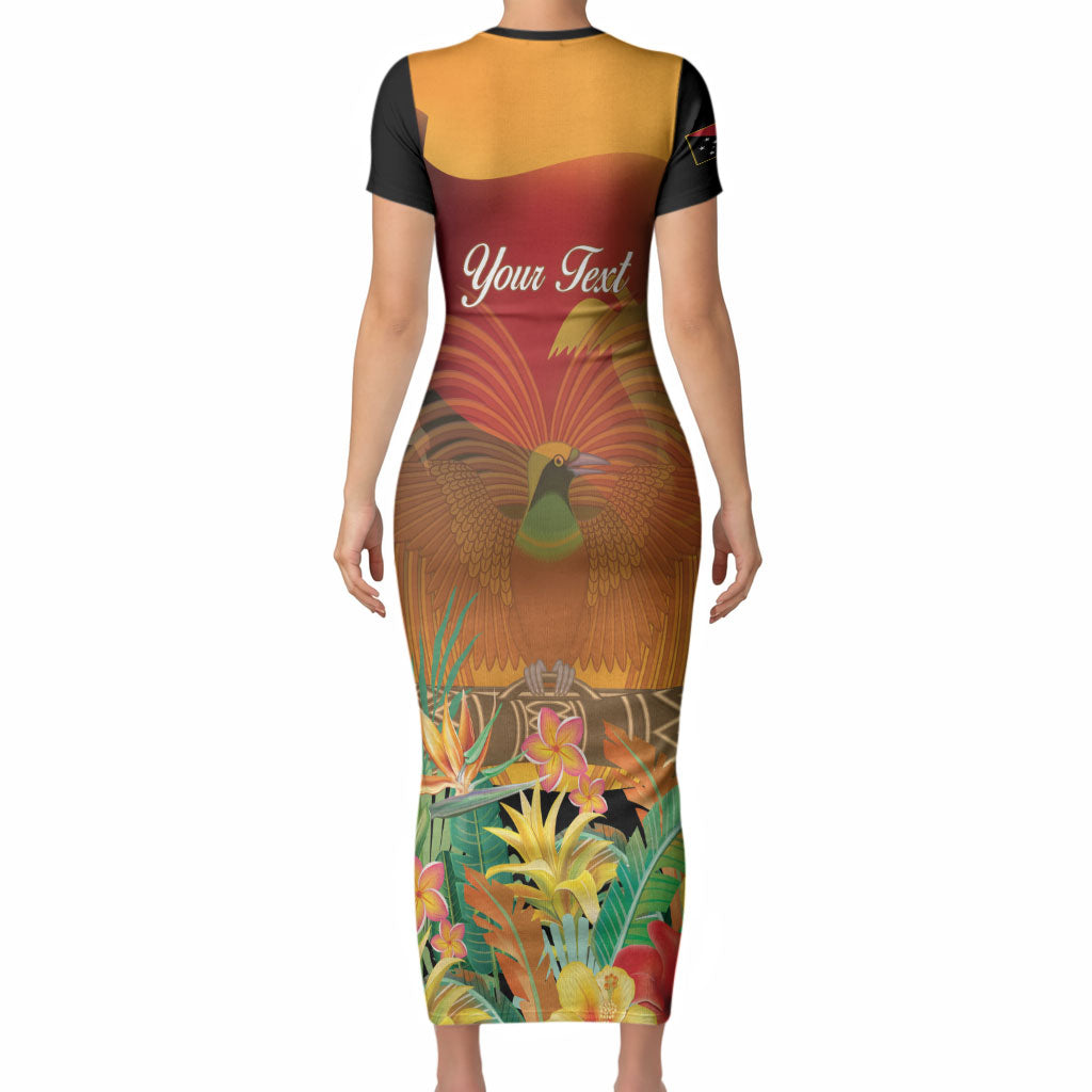 Personalised Papua New Guinea Independence Day Short Sleeve Bodycon Dress One People One Nation One Country LT14 - Polynesian Pride