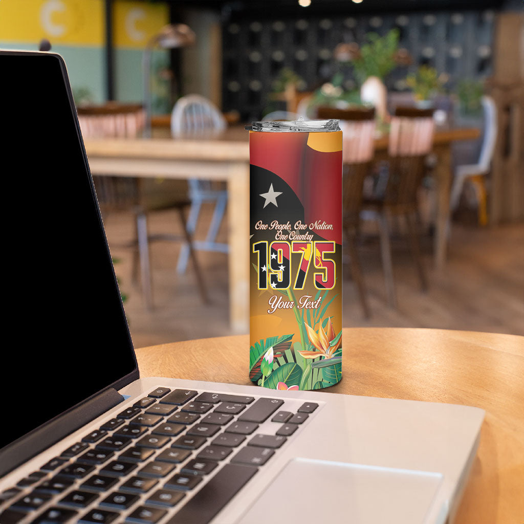 Personalised Papua New Guinea Independence Day Skinny Tumbler One People One Nation One Country LT14 - Polynesian Pride