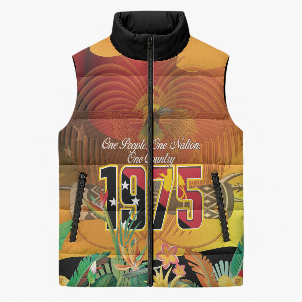 Personalised Papua New Guinea Independence Day Sleeveless Puffer Jacket One People One Nation One Country LT14 Unisex Multicolor - Polynesian Pride