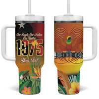 Personalised Papua New Guinea Independence Day Tumbler With Handle One People One Nation One Country LT14 One Size: 40 oz Multicolor - Polynesian Pride