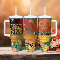 Personalised Papua New Guinea Independence Day Tumbler With Handle One People One Nation One Country LT14 - Polynesian Pride