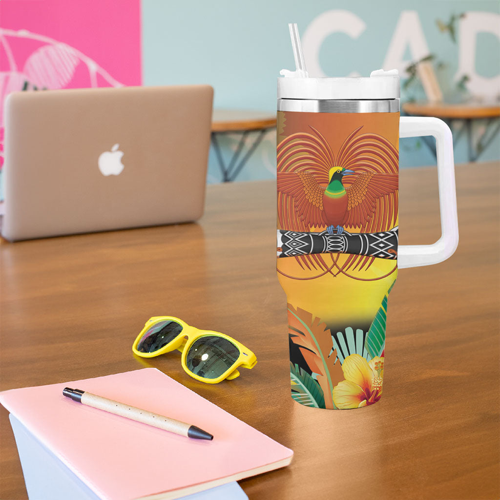 Personalised Papua New Guinea Independence Day Tumbler With Handle One People One Nation One Country LT14 - Polynesian Pride