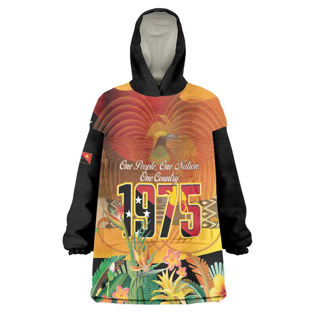 Personalised Papua New Guinea Independence Day Wearable Blanket Hoodie One People One Nation One Country LT14 One Size Multicolor - Polynesian Pride