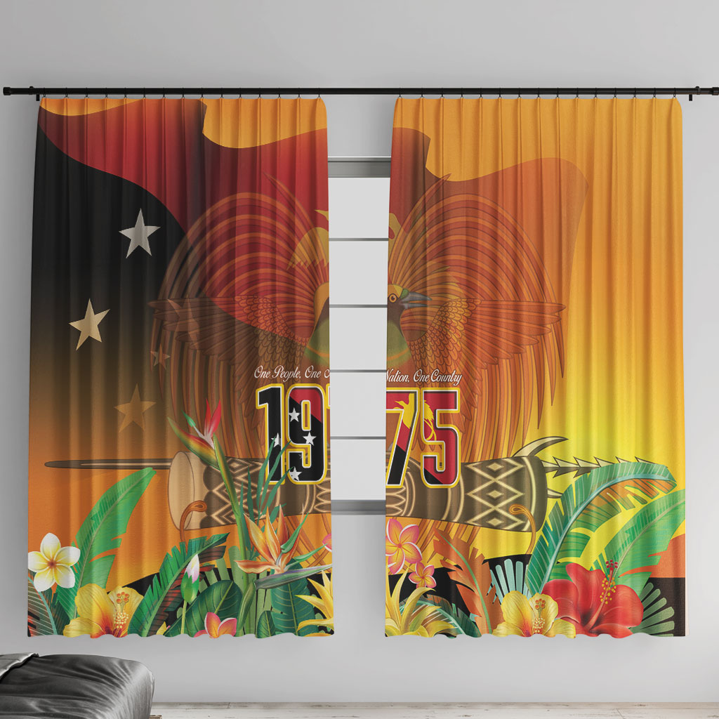 Papua New Guinea Independence Day Window Curtain One People One Nation One Country LT14 With Hooks Multicolor - Polynesian Pride